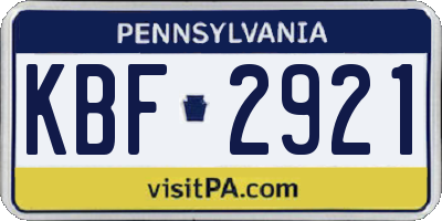 PA license plate KBF2921