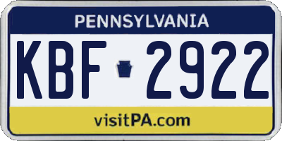 PA license plate KBF2922