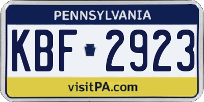 PA license plate KBF2923