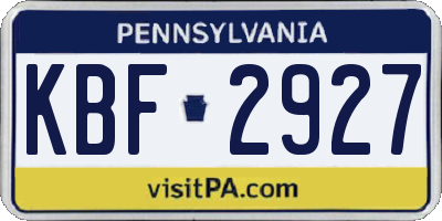 PA license plate KBF2927