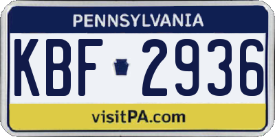 PA license plate KBF2936