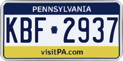 PA license plate KBF2937