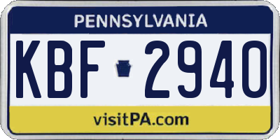 PA license plate KBF2940