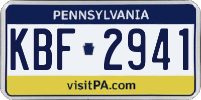 PA license plate KBF2941