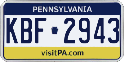 PA license plate KBF2943