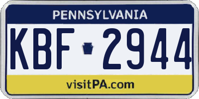 PA license plate KBF2944