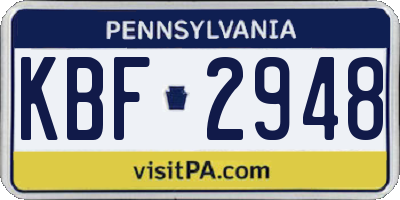 PA license plate KBF2948