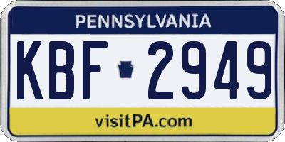 PA license plate KBF2949