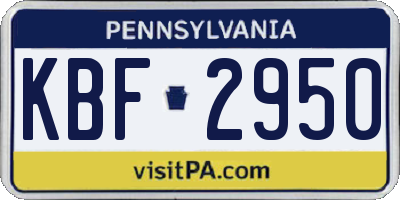 PA license plate KBF2950