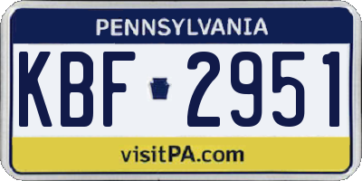 PA license plate KBF2951