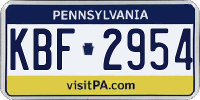 PA license plate KBF2954
