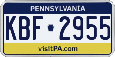 PA license plate KBF2955