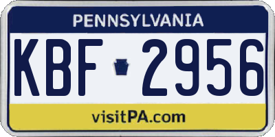 PA license plate KBF2956