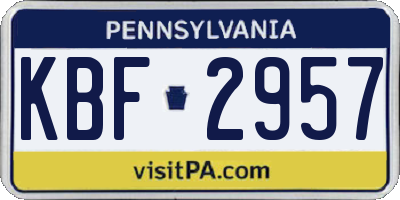 PA license plate KBF2957