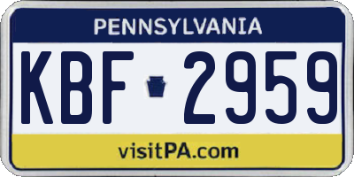 PA license plate KBF2959