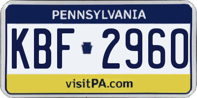 PA license plate KBF2960