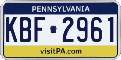 PA license plate KBF2961