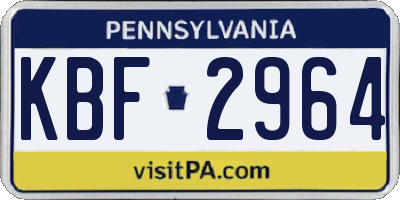 PA license plate KBF2964