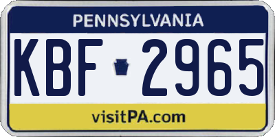 PA license plate KBF2965