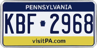 PA license plate KBF2968