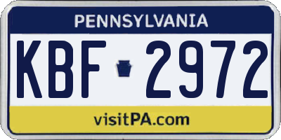 PA license plate KBF2972