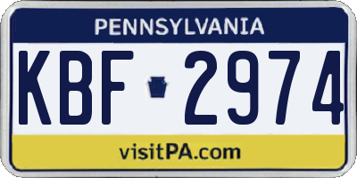 PA license plate KBF2974