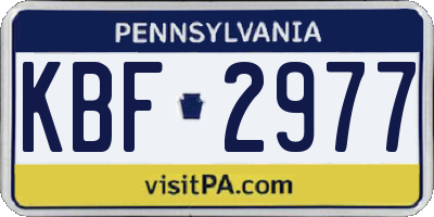 PA license plate KBF2977
