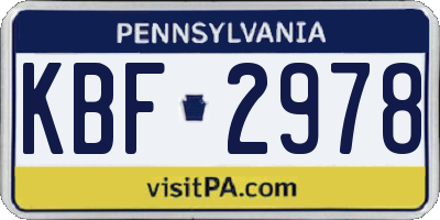 PA license plate KBF2978