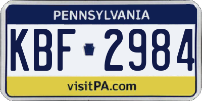 PA license plate KBF2984