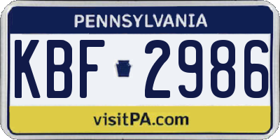 PA license plate KBF2986