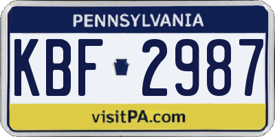 PA license plate KBF2987