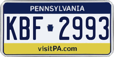 PA license plate KBF2993