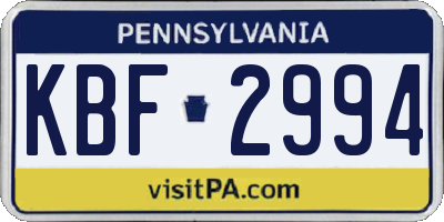 PA license plate KBF2994