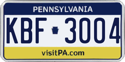 PA license plate KBF3004