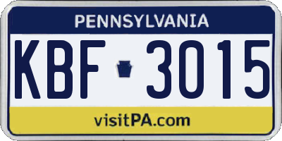 PA license plate KBF3015