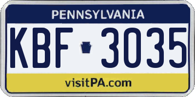 PA license plate KBF3035