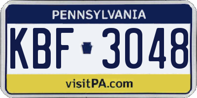 PA license plate KBF3048