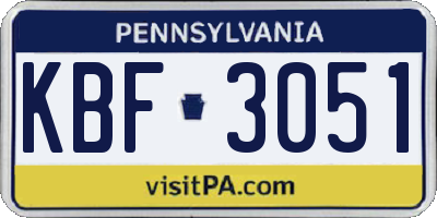 PA license plate KBF3051