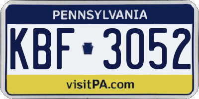 PA license plate KBF3052