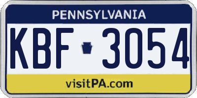 PA license plate KBF3054