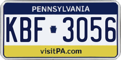 PA license plate KBF3056