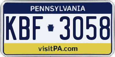 PA license plate KBF3058