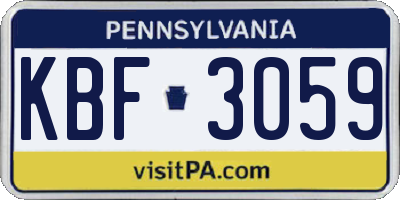PA license plate KBF3059