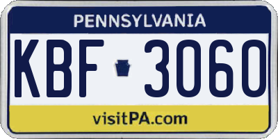 PA license plate KBF3060
