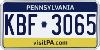 PA license plate KBF3065