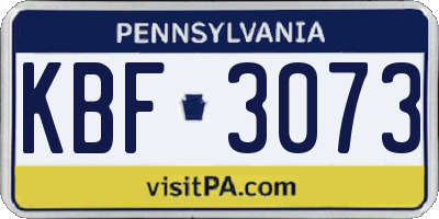 PA license plate KBF3073