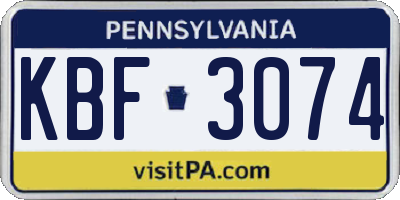 PA license plate KBF3074