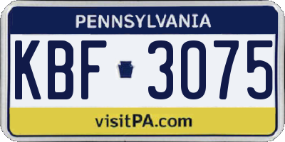PA license plate KBF3075