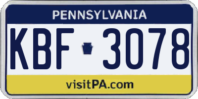 PA license plate KBF3078