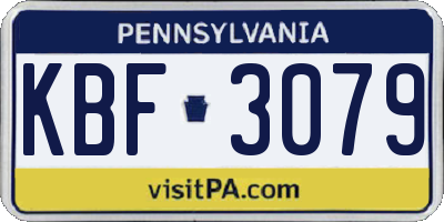 PA license plate KBF3079